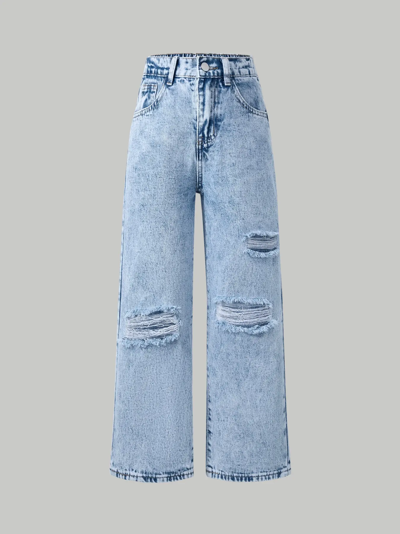 Elegant Fashion Street Style High Waist RippedDenim Jeans, Spring Summer Fall Boy's Girls LooseStraight Leg Pants, Trendy Casual Wear, High Waisted Jeans, Loose Jeans Trousers