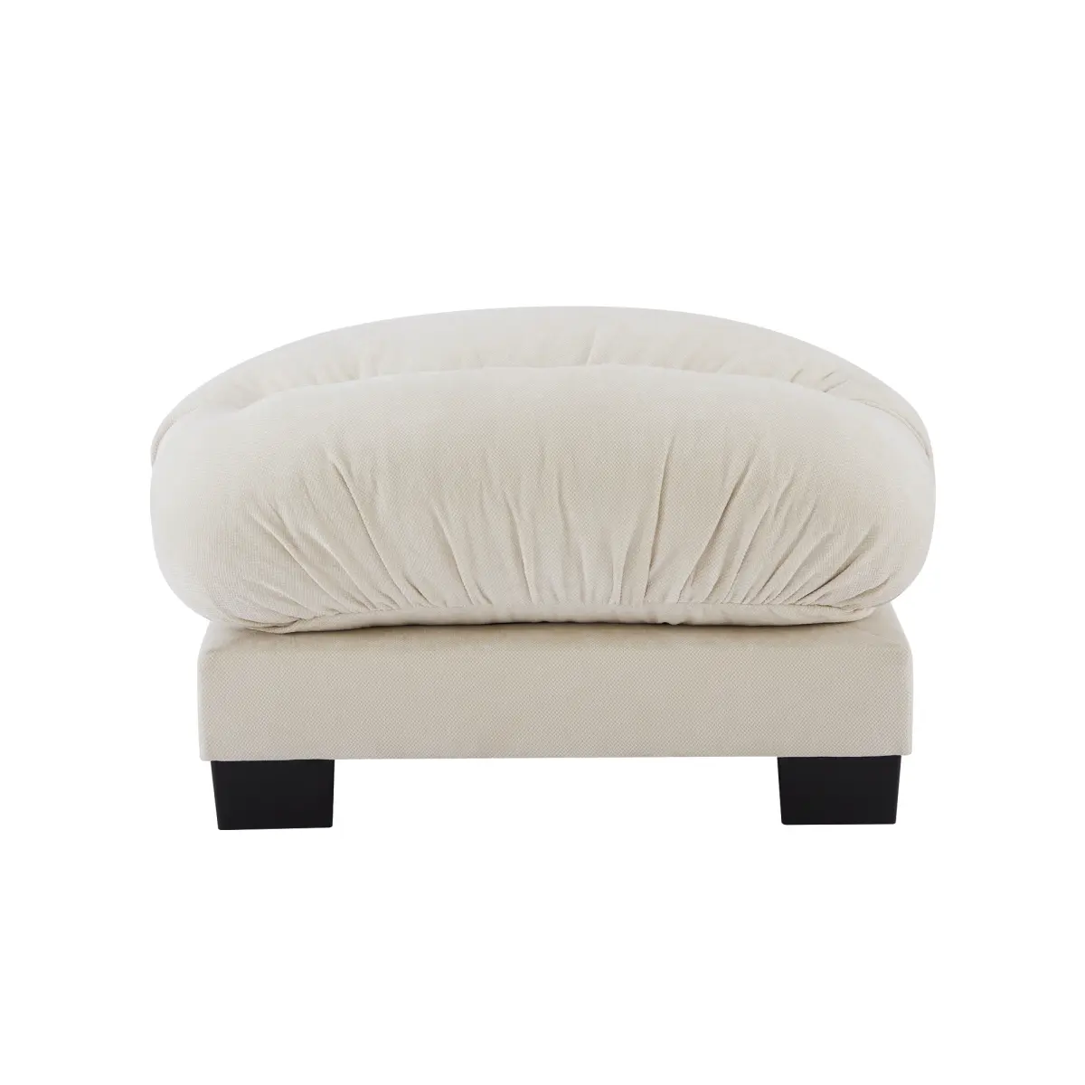 Flora Skin-Friendly Chenille Beige Ottoman - Indoor Furniture Stool, 26.38 x 31.89 x 6.30 in, 27.72 lbs, Assembly Required, Box-Shipped, Skin-Friendly Chenille Fabric