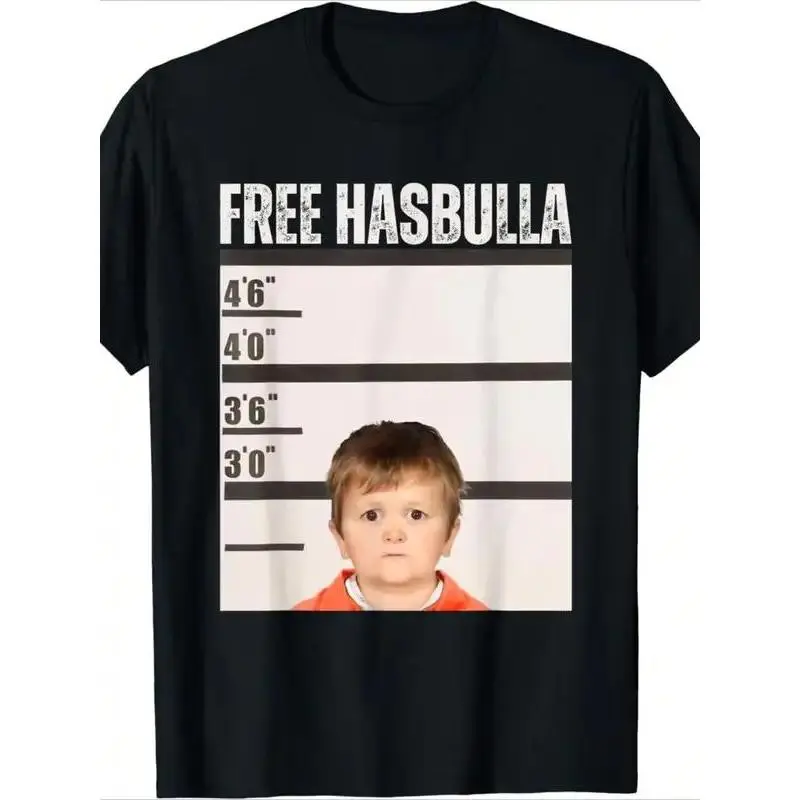 Men's Hasbulla Meme Funny Print T-Shirt, Heavyweight 100% Cotton Crew Neck Tee, Relaxed Fit Breathable Fabric, Comfy, Shortsleeve
