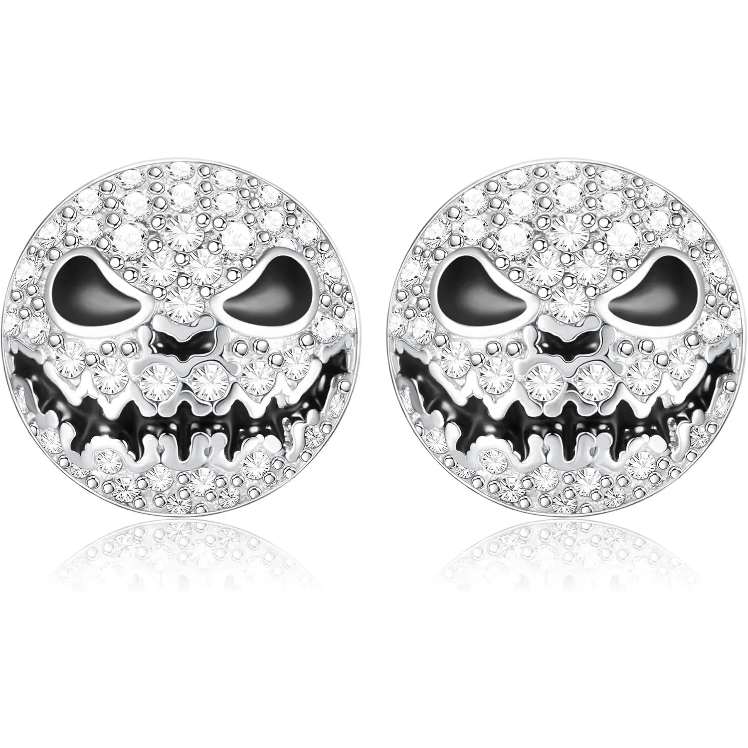 FUNRUN Solid 925 Sterling Silver Skull Stud Earrings Jewelry • Gothic Punk Black CZ Ear Studs for Men & Women • Edgy Grunge Hypoallergenic Piercing