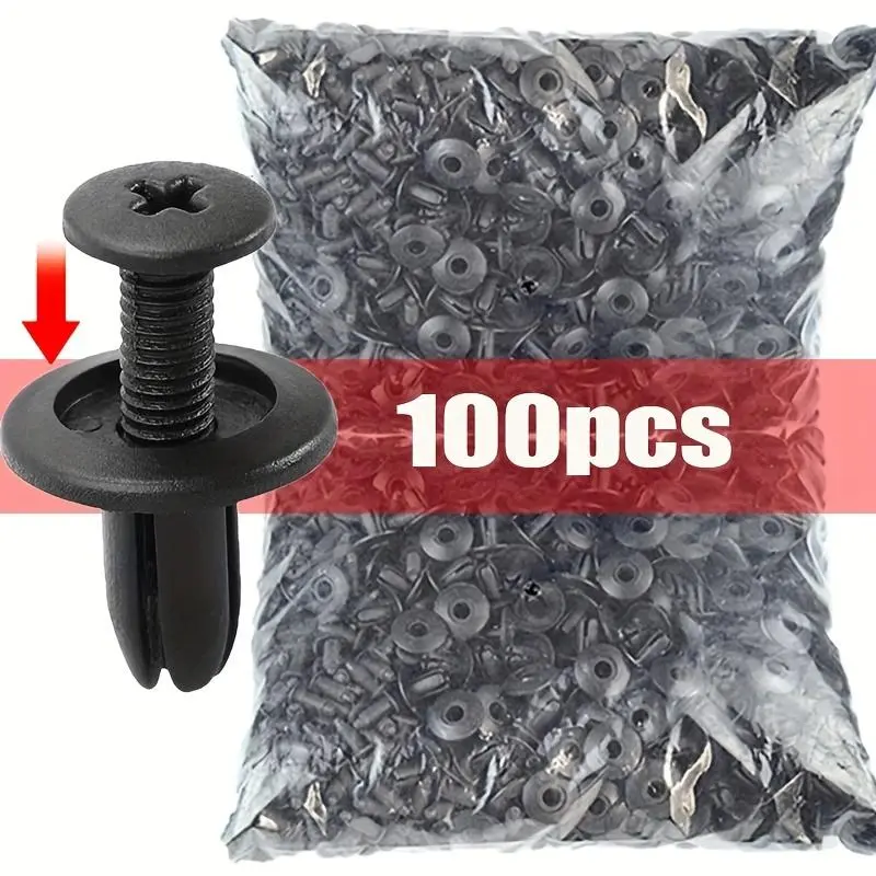 8 mm Plastic Rivet Fastener, 100-Piece Set Car Bumper Splash Guard Rivet Clips, Car Fasteners for Toyota, Kia, Nissan, and Yamaha, Car Accessories