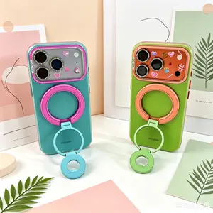 MagSafe Magnetic Phone Case with Lanyard, Adjustable Rhinestone Accents, Wireless Charging Compatibility, Bold Contrast Colors, Ultra Skin-Friendly Micro-Matte Touch, Minimalist INS Style, Summer Vibe for iPhone 17, 16, 15