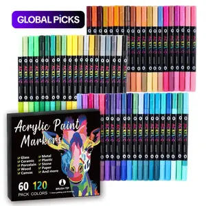 Acrylic Paint Markers Set, 96/120 Colors Dual Tip, Acrylic Brush Marker, DIY Art Supplies for Rock Painting, Canvas, Wood, Crafts, Back-To-School, Christmas Gift #GLOBAL PICKS
