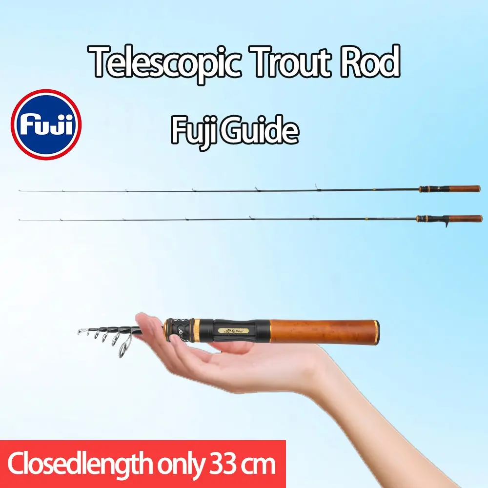 Rollfish Portable Telescopic Ultra-Light Carbon Fiber Trout Fishing Rod, Fast Adjust Fuji Rings, Ideal for Anglers