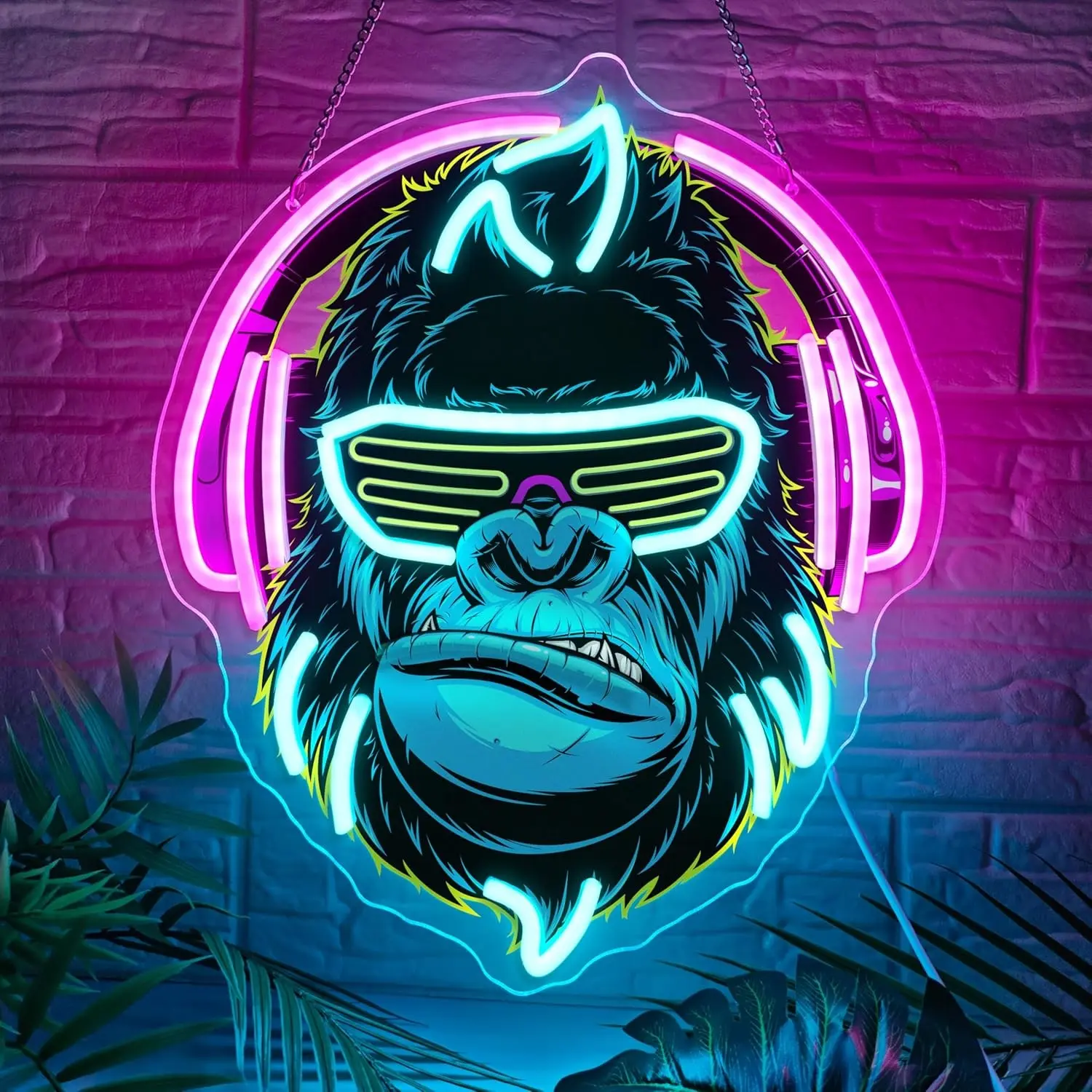 Adjustable Light Gorilla Neon Lamp, USB Powered LED Sign, Wall Decor for Game Room, Home Party, Bar, Private Space Decoration