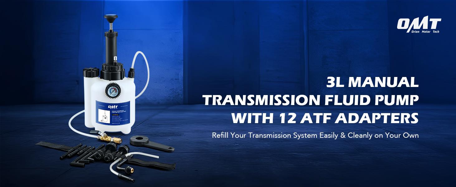 OMT Transmission Fluid Pump 2 Way Manual ATF Refill System Dispenser, Oil and Liquid Extractor 3L Capacity,Automatic Transmission Fluid Pump Tool Set with Pressure Gauge & 12 Pieces ATF Filler Adapters, Automotive Fluids Vacuum Evacuation OMT Transmission Fluid Pump 2 Way Manual ATF Refill System Dispenser, Oil and Liquid Extractor 3L Capacity,Automatic Transmission Fluid Pump Tool Set with Pressure Gauge & 12 Pieces ATF Filler Adapters, Automotive Fluids Vacuum Evacuation