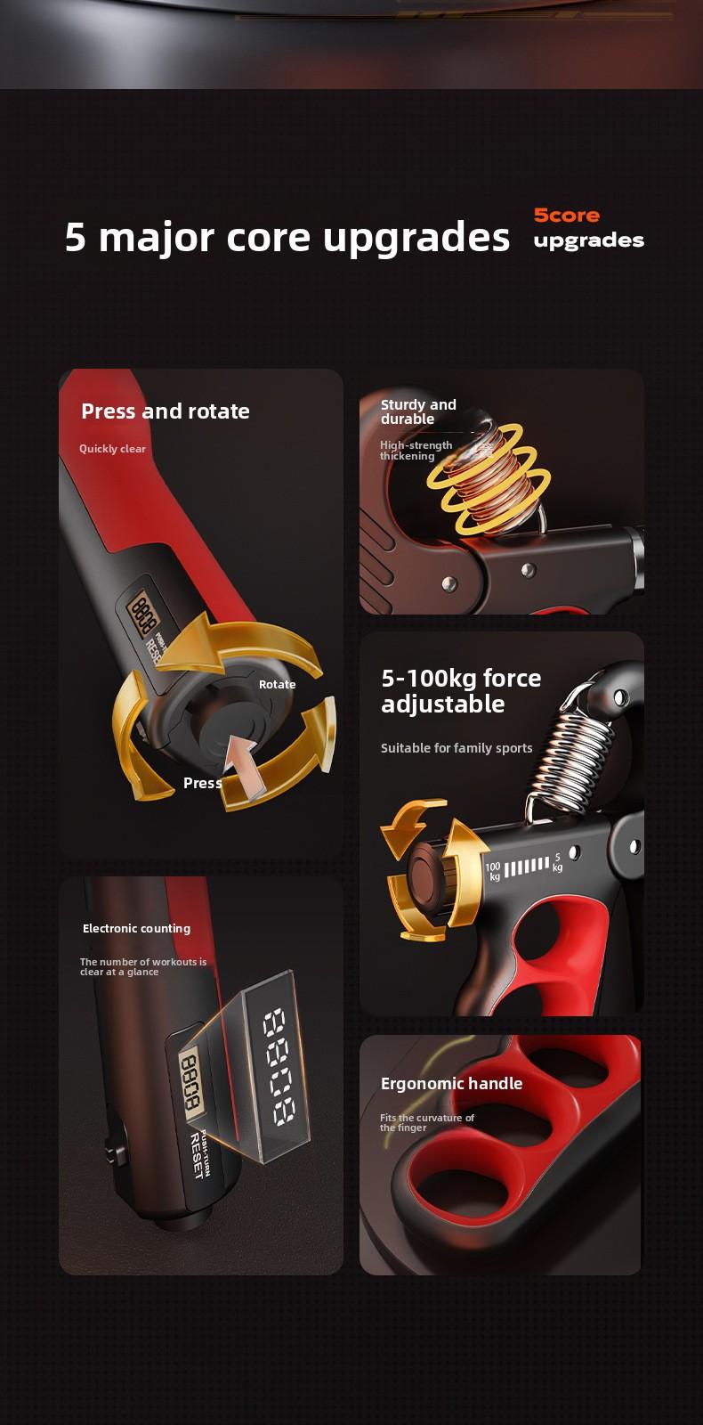 Herringbone Five-Finger Grip Strengthener Electronic Model Counting Grip Strengthener Arm Strength Training Finger Trainer Sports Equipment