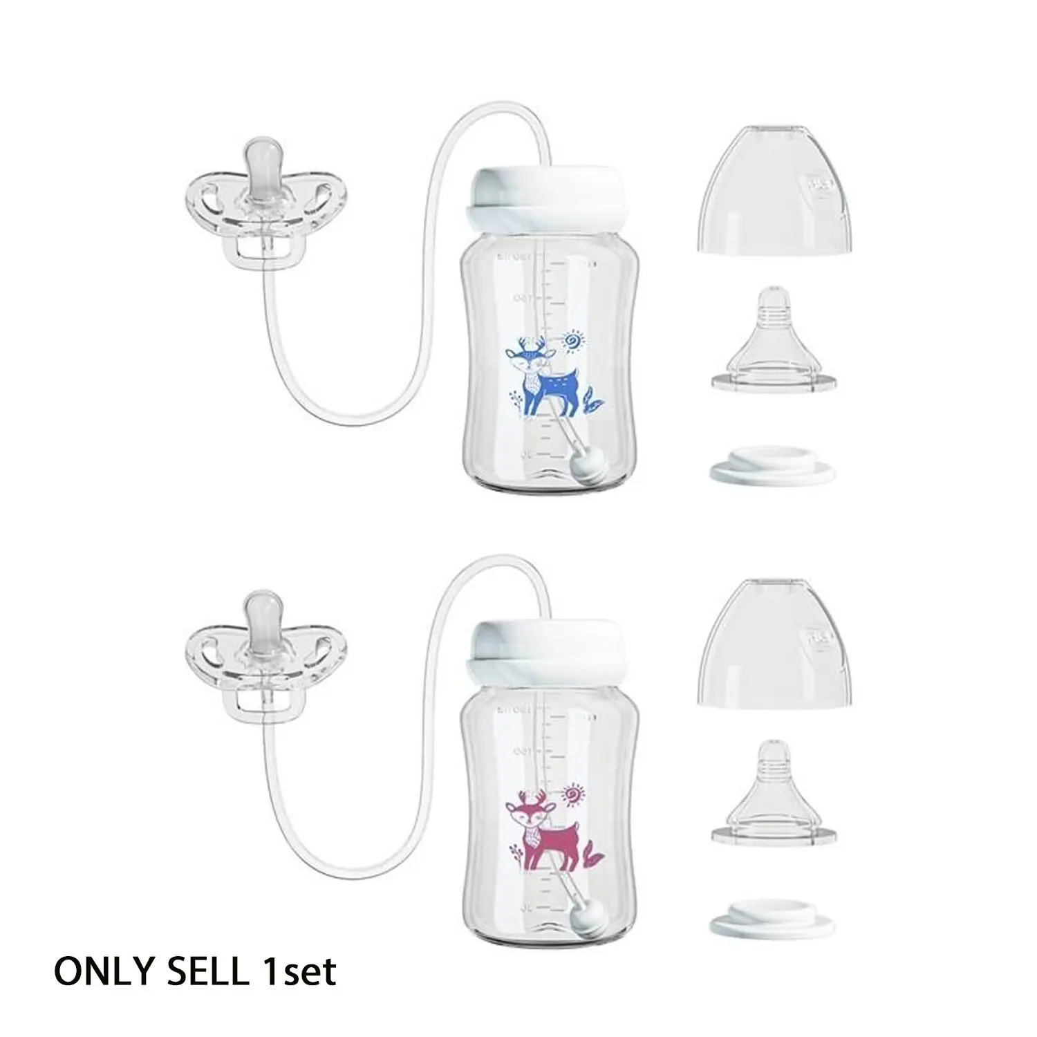 1set Wide Neck Triple Function PP Baby Bottle, Hands-Free Lying Feeding Bottle, 180ML Convenient Feeding, Multi-Functional Baby Bottle Set, PP Nursing Bottle