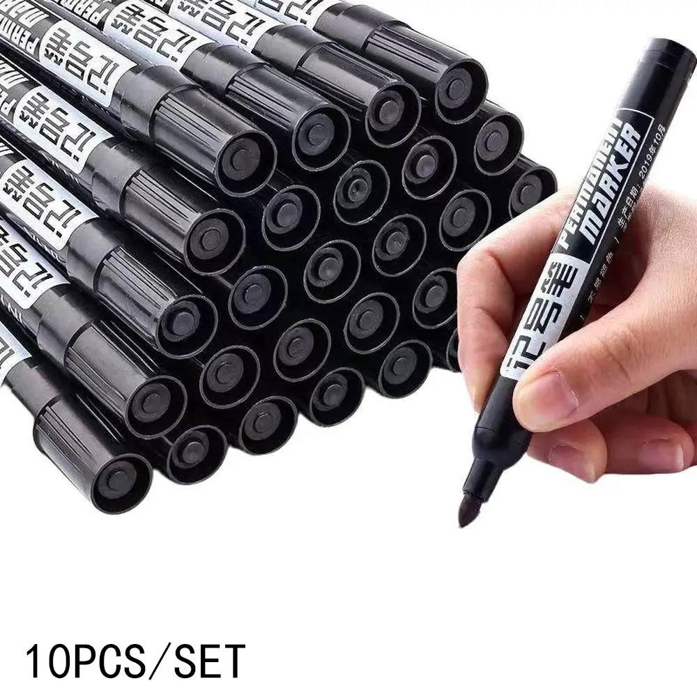 10pcs Thick Tip Oil-Based Marker, Waterproof and Oil-Resistant, No Bleed Through, Large Head Pen for Construction Sites