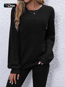 women's pullover sweater, casual round neck knitwear for fall & winter, fitted medium fabric, perfect for thanksgiving
