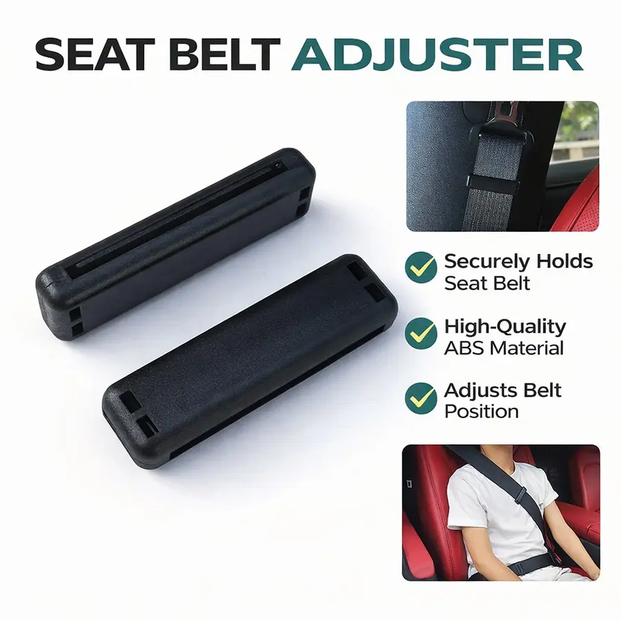 2pcs Universal Car Seat Belt Adjuster Lock, Safety Belt Positioner Clip with Adjustable Design and High-Quality ABS, Securely Holds and Adjusts Belt Position for Adults Kids Vehicle Interior Accessory Fitment