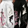 Viral 2-Pack Men's Oversized Loose Sweatpants, Japanese Koi Fish, Katana & Cherry Blossom Print, Samurai Streetwear Casual Wide-Leg Trousers for Men