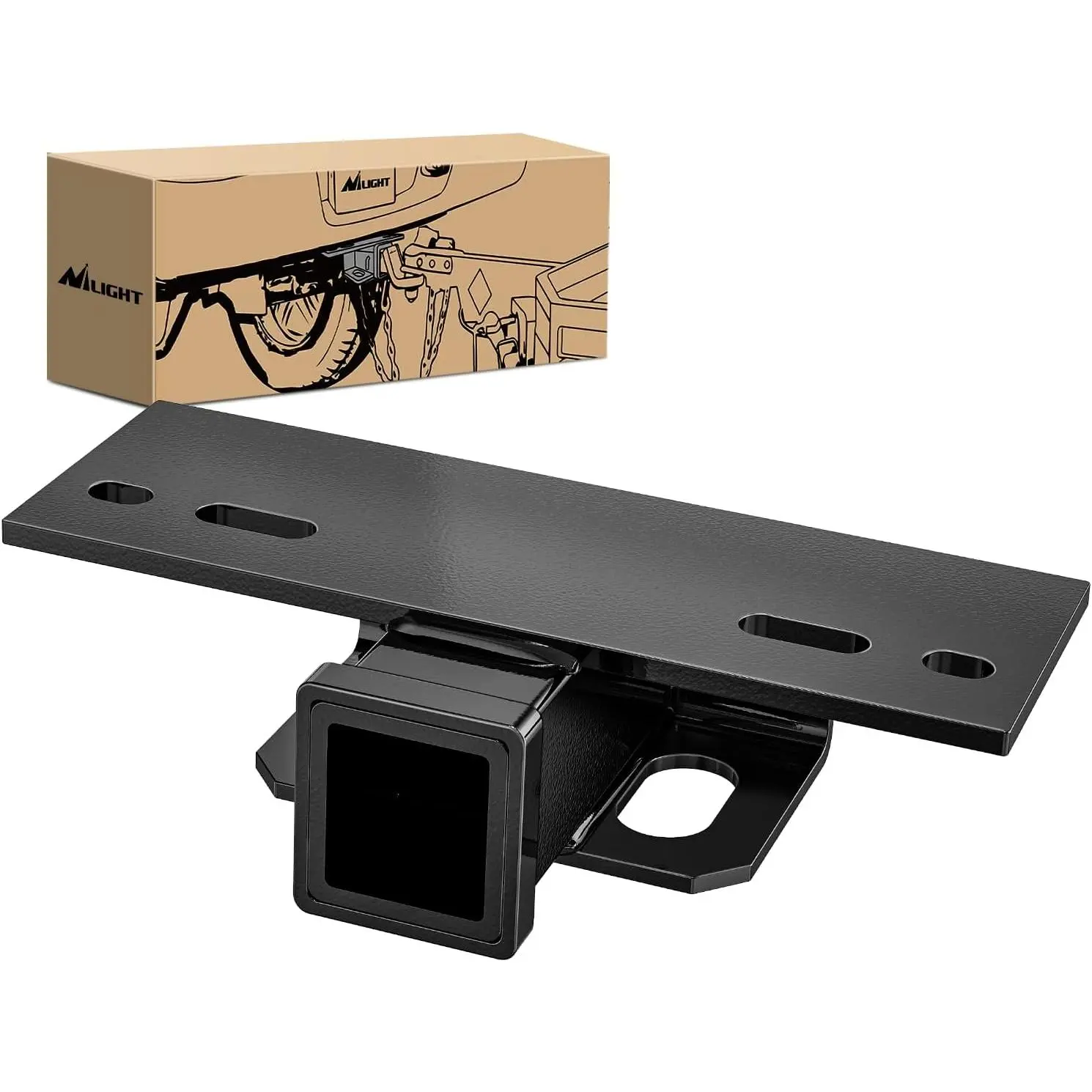 Nilight 2-Inch x 2-Inch Heavy Duty Steel Step Hitch Bumper Mount Bolt-On Bike Rack Receiver Tube, 5000 Lbs Powder Coated Towing Equipment for Trucks, SUVs