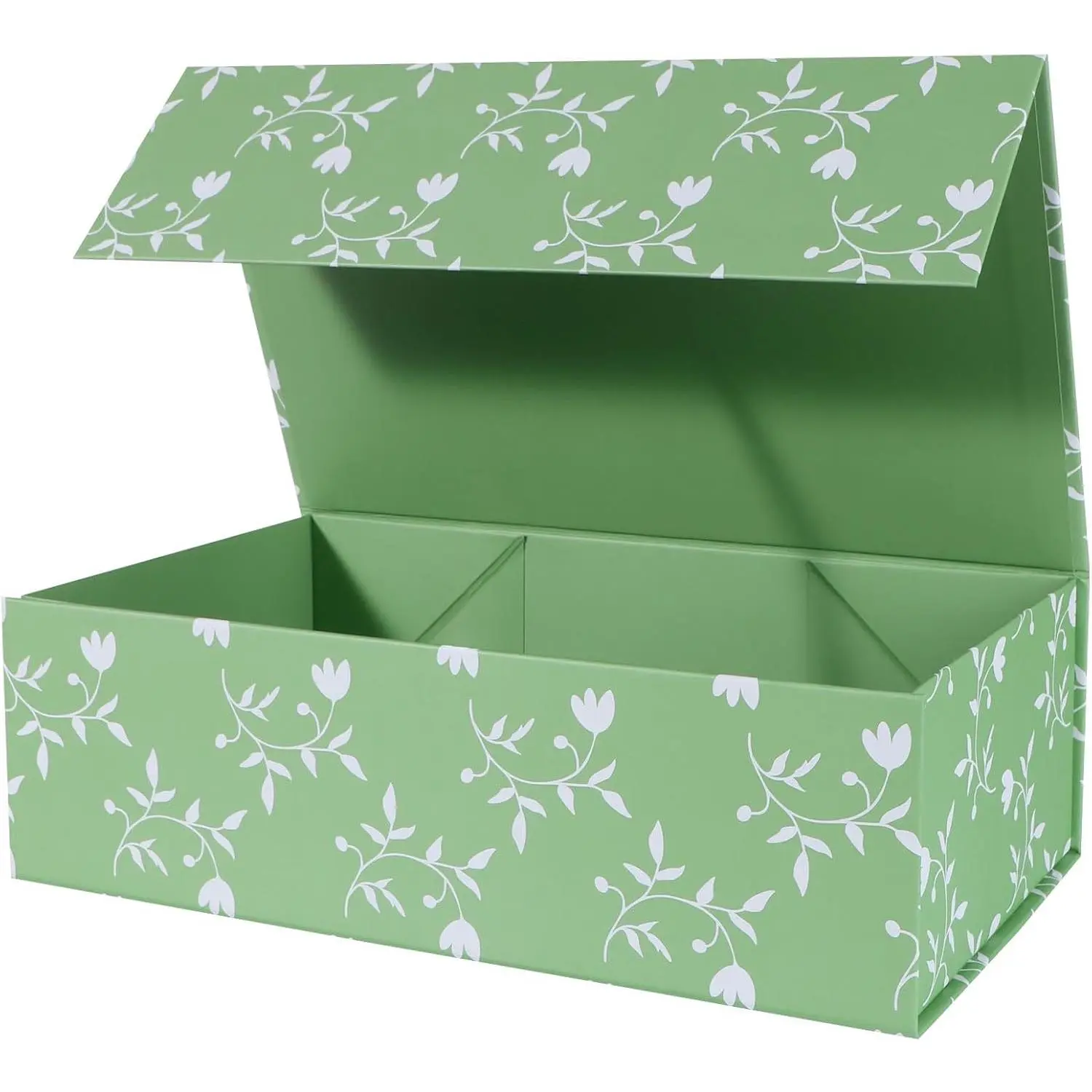 Green Leaves  Box with   1 Pack | Large Bridesmaid Proposal Boxes 13.8x8.3x4.4 in, Rectangle Wedding Decorative Storage Box