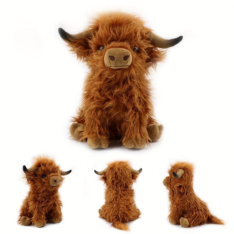 Cute Simulation Highland Cow Plush Toy, 1 Count Cow Stuffed Toy, Stuffed Animal Realistic, Fluffy Toy Animal Decoration Toy for Boys & Girls, Plushies for Kids,Christmas Gifts For GF
