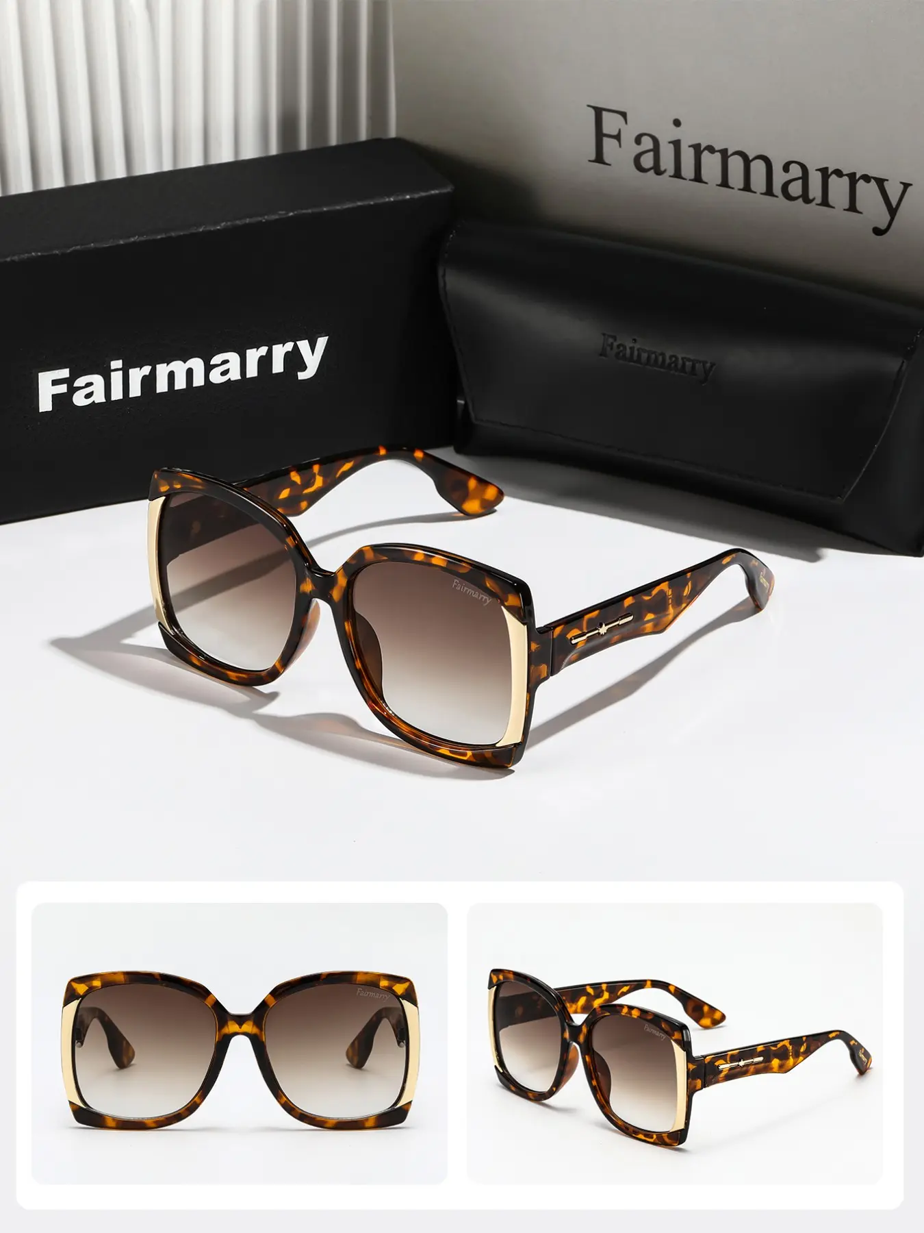 Fashionable Women's Sunglasses by Fairmarry1, Uv400 Protection, Includes Storage and Cleaning Cloth, Ideal for Daily Use, Beach, Driving, Travel, Outdoor Activities