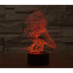 Hot ! NEW 7color changing 3D Bulbing Light Alien visual illusion LED lamp action figure toy Christmas gift
