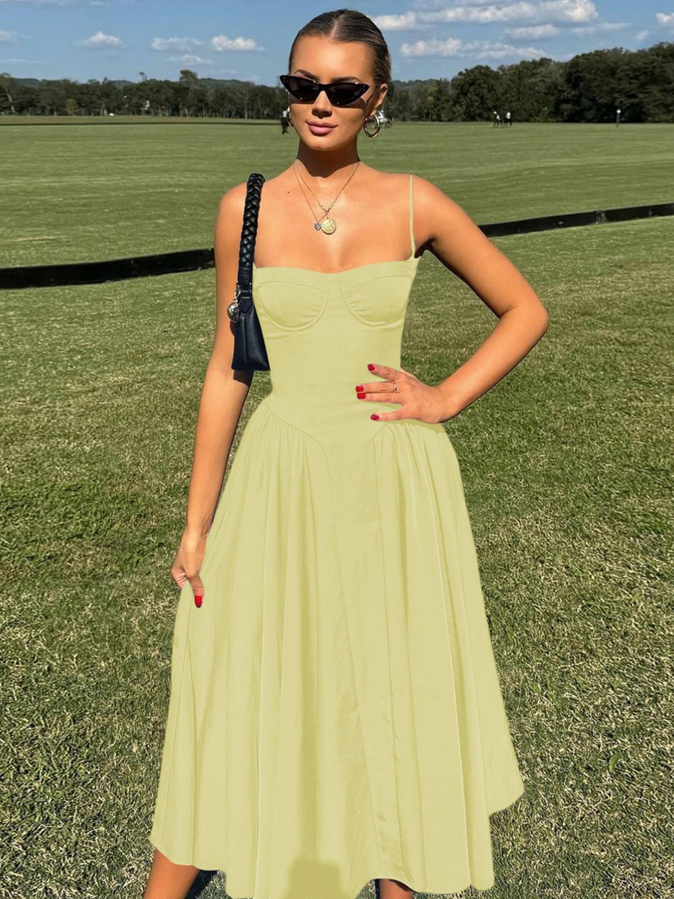 Women's Plain Backless Bodycon Dress, Fitted Bodycon Dress, Elegant Slim Fitting Spaghetti Strap Sleeveless Dress for Party Club Holiday, Ladies Summer Clothes, Formal Elegant Dress, Elegant Cocktail Dress, Backless Evening Dress, Elegant Backless Design