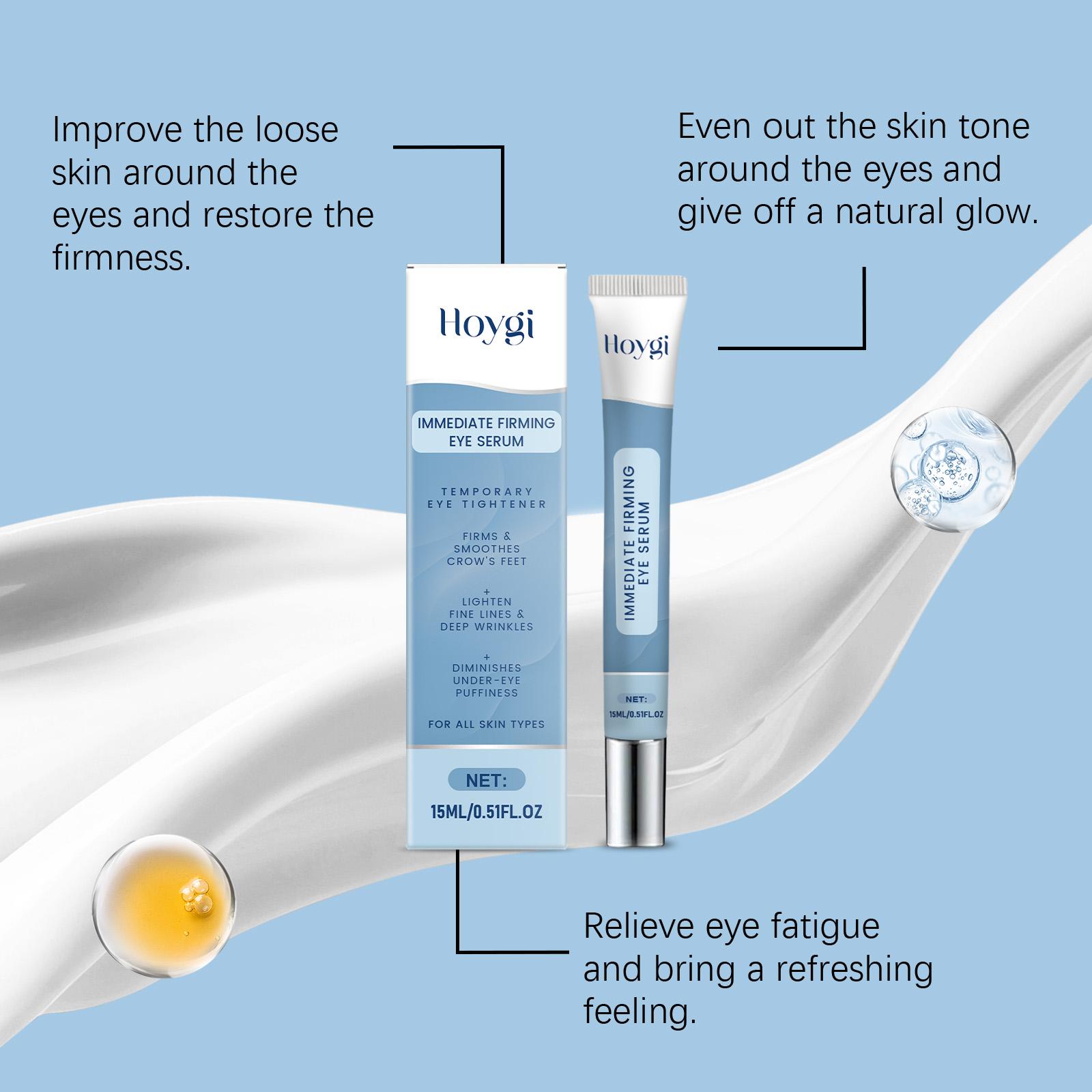 HOYGI Immediate Firming Eye Serum, Instant Eye Lift & Dark Circle Corrector with Acetyl Hexapeptide-8 + Collagen, Vitamin C Brightening, Panthenol + Vitamin E Deep Nourish, Lightweight Non-Greasy for All Skin, Daily Anti-Aging Care serum ginseng