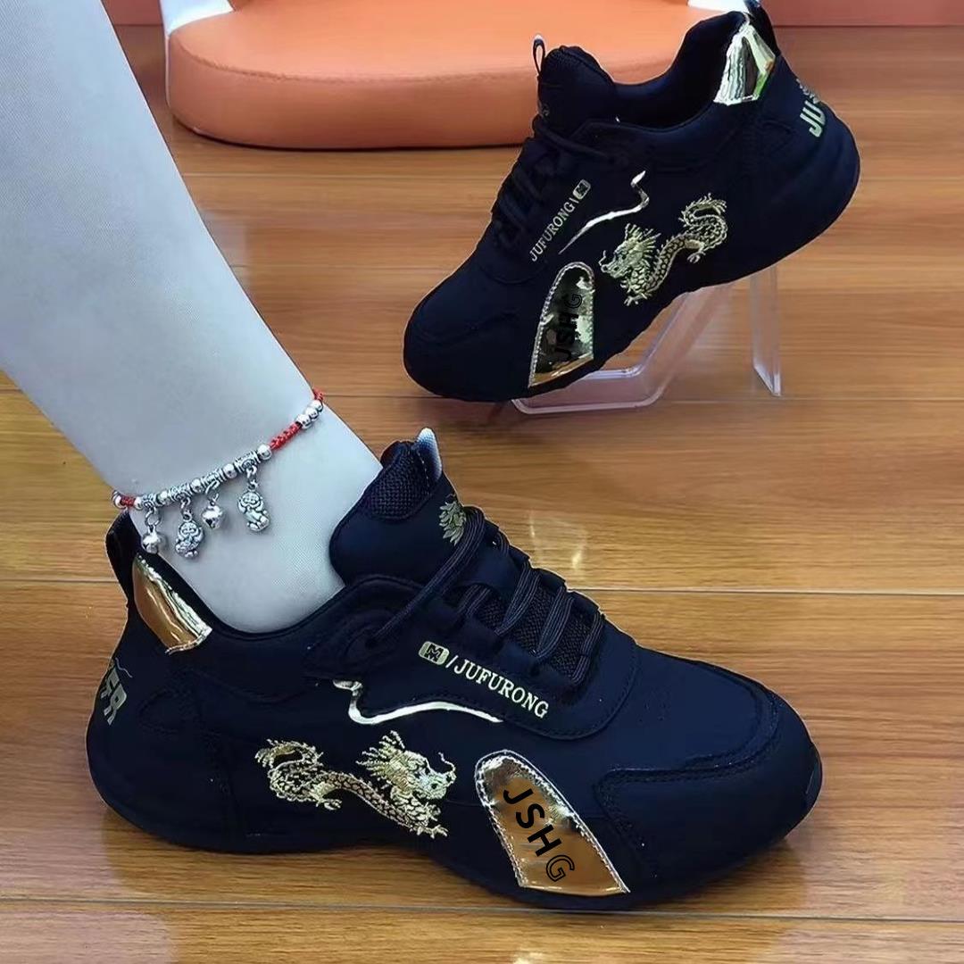 Aesthetic Chinese Dragon Sneakers |     2026 Y2K Chunky Platform Height Increase Street Fashion Shoes