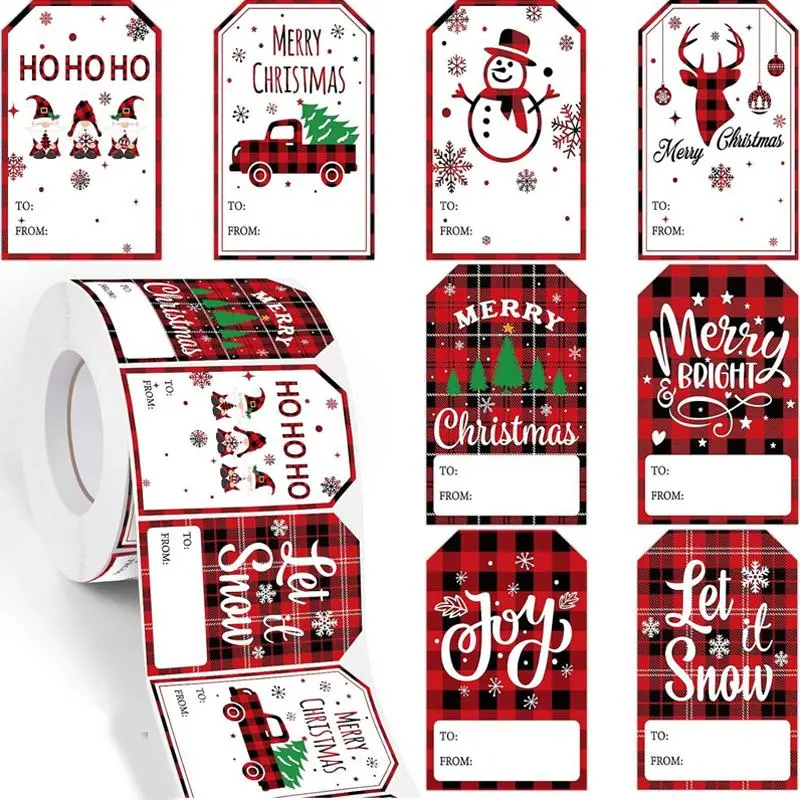 Christmas Themed Gift Tag Sticker, Self Adhesive Gift Wrapping Label, Gift Packaging Supplies for Christmas Festival Birthday Wedding Holiday