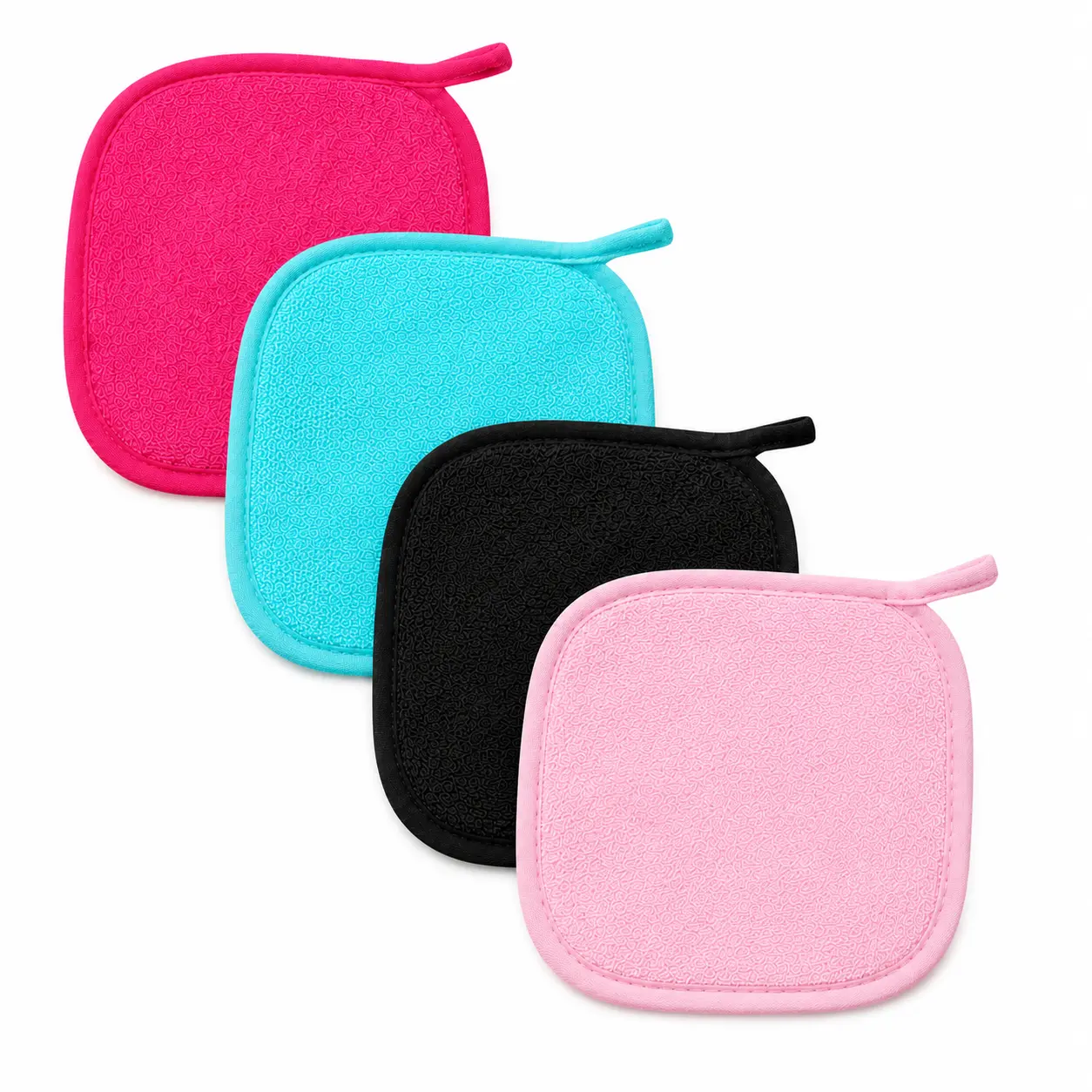 4-Pack Reusable Microfiber Face Cleansing Pads, 6.3 x 6.3 Inch Dual-Sided Makeup Remover Washcloths with Hanging Loops, Soft Washable Facial Cloths for Skincare, Home & Travel