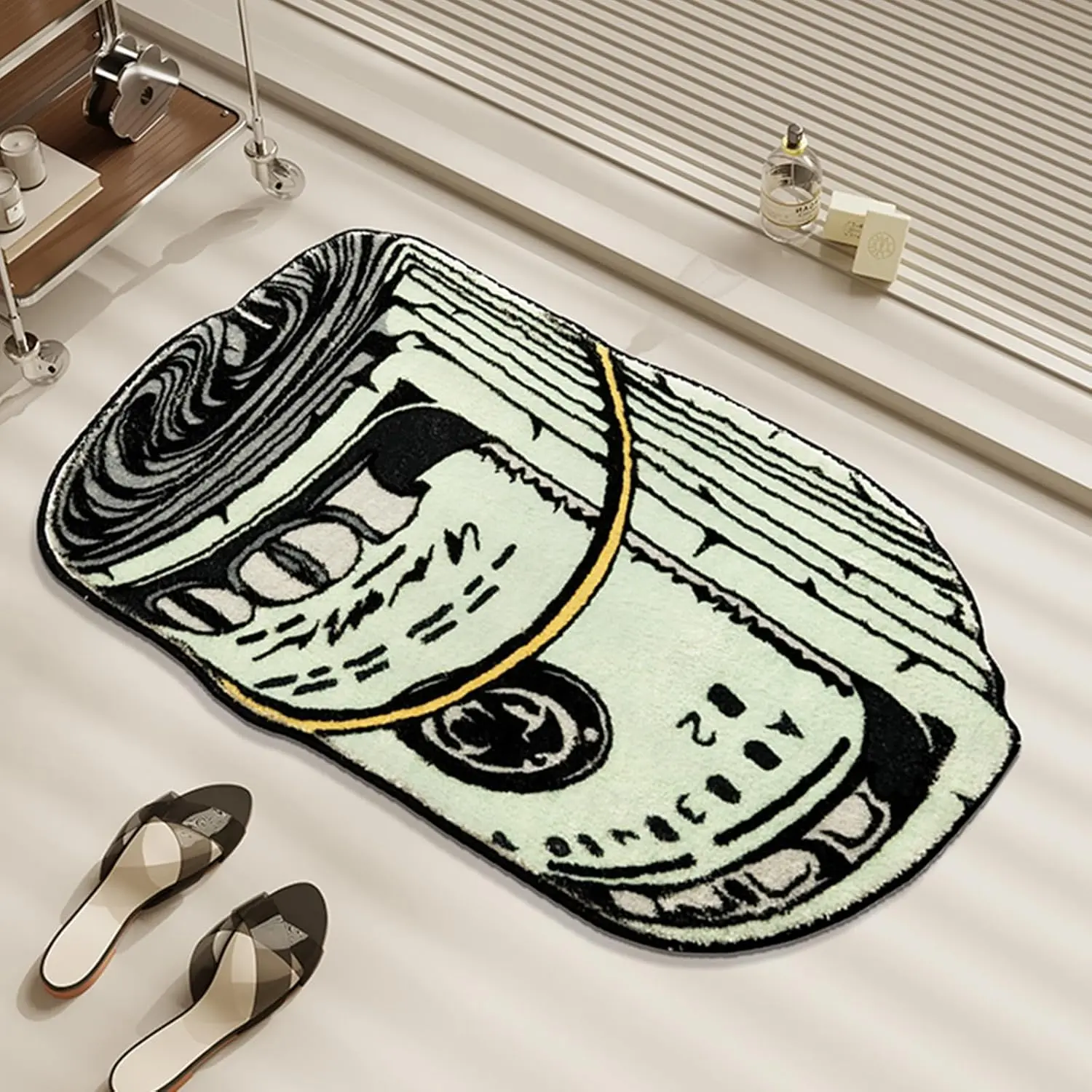 Money Rug, 100 Dollar Bill Rug, 20x32 inch Money Funky Rug, Fun Bath mat, Suitable for, Bedroom, Living Room, Front Door, Home Decor Door Mat