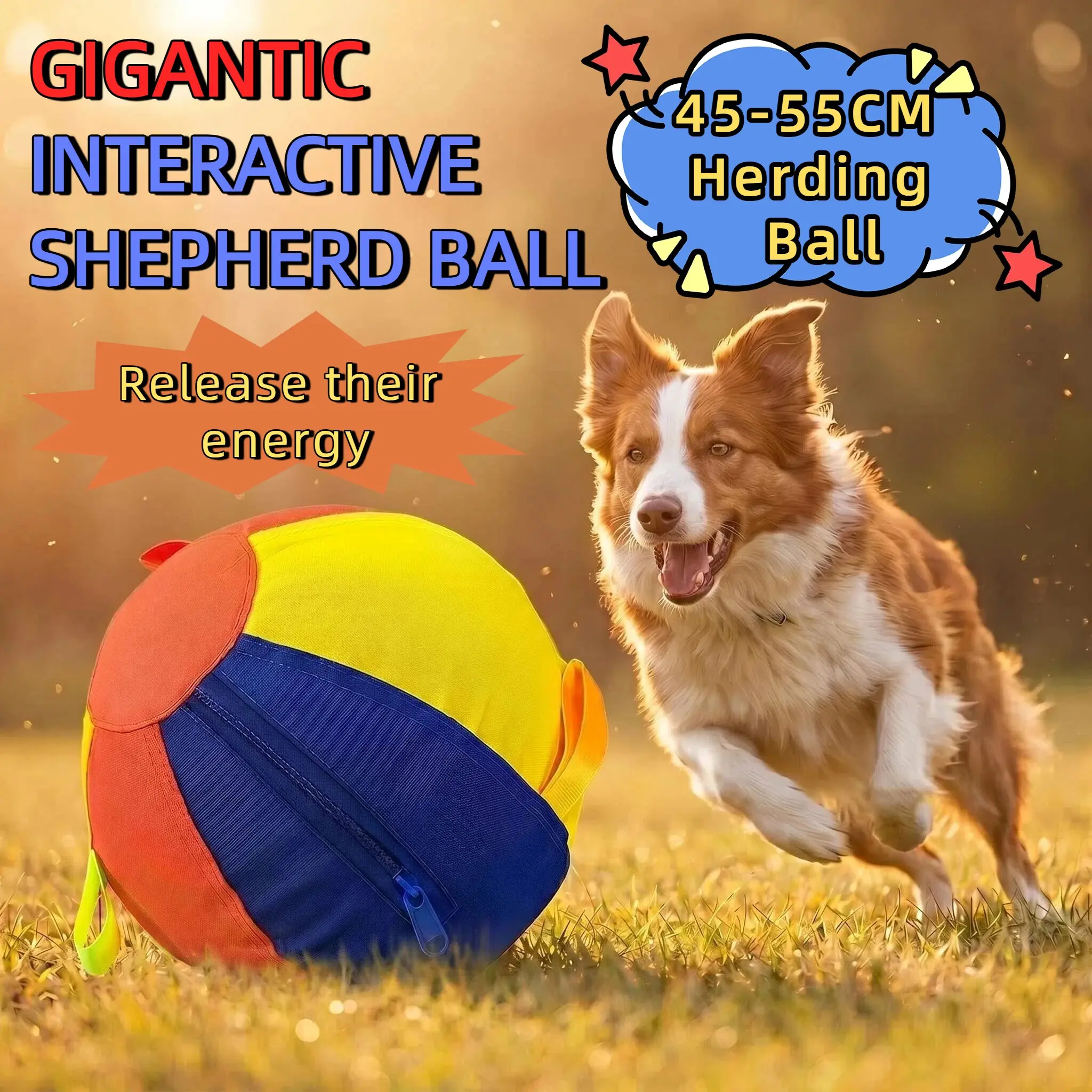 Dog Giant Ball Toy Set with Oxford Cloth Cover and 2 Inner Balls, Interactive Training Play Ball for Golden Retrievers and Other Pets, Indoor Exercise Ball
