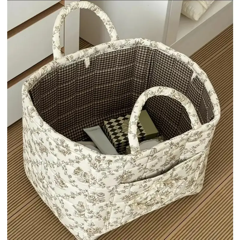 Versatile Storage Basket,Collapsible Oxford Laundry Hamper with Handles,Foldable Floral Organizer for Clothes Toys Books, Multi-Purpose Fabric Storage Bin for Nursery Closet Car, Space Saving Home Decor Basket,easter basket quilted, Laundry Basket Bag