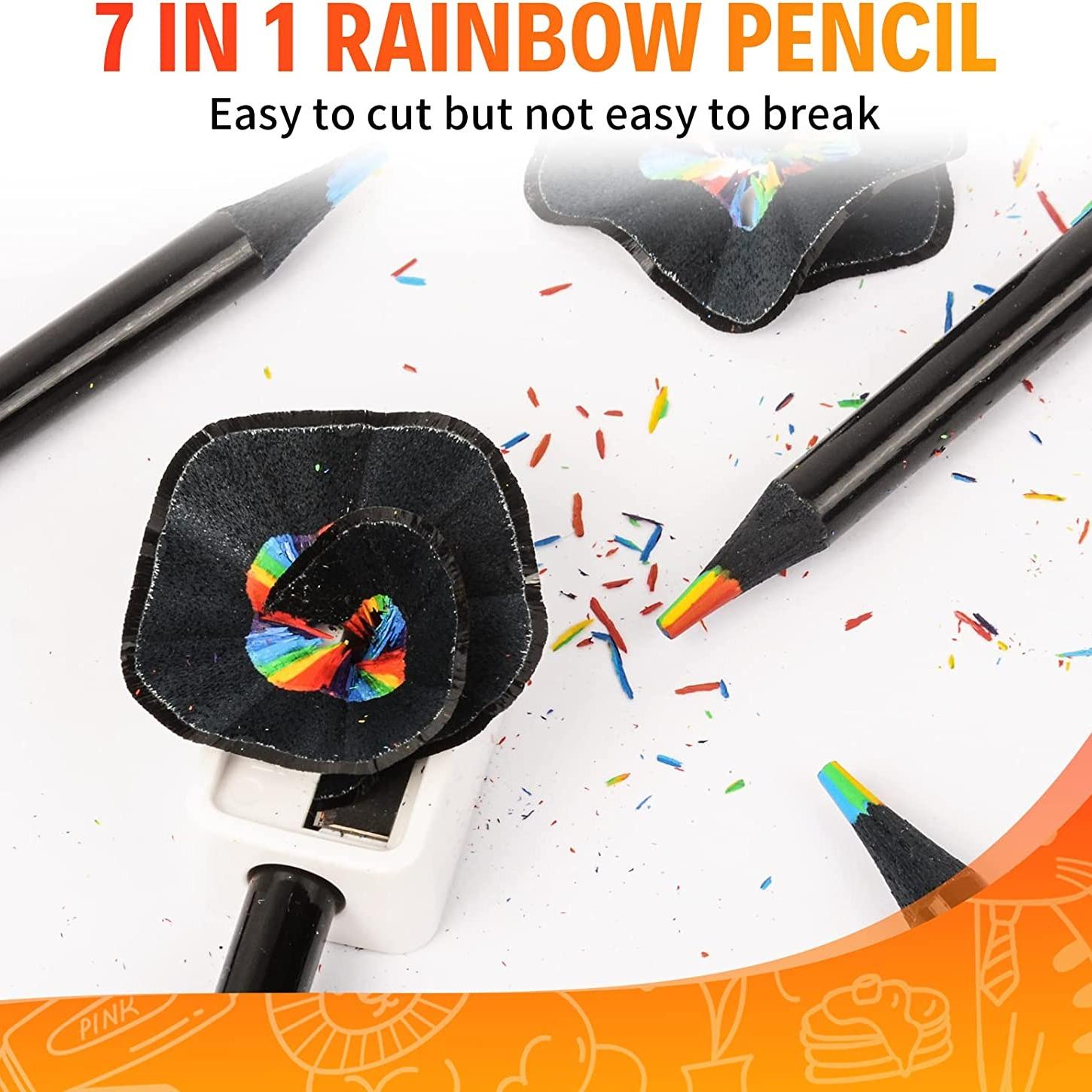 7-in-1 Rainbow Colored Pencils, 10pcs Multi-Function Sketch Pencils, Drawing Supplies for Home, School & Office, Art Supplies Gift
