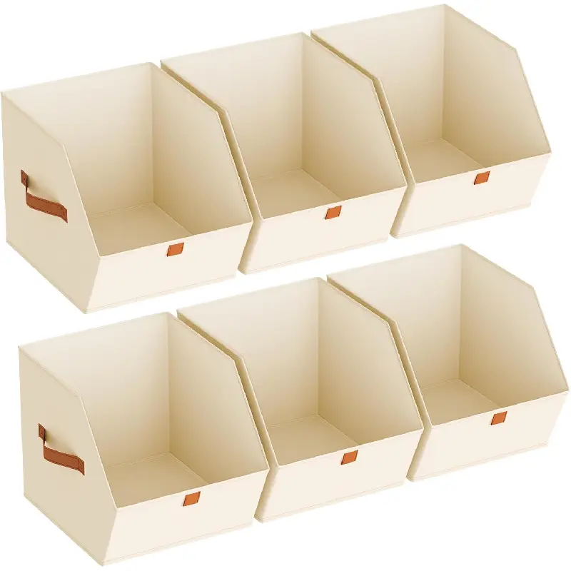 Fabric Closet Storage Cubes - 6 Pack Square Storage Bins with Dual Handles for Clothes, Towels, Toys, Cube Storage Organizers for Bedroom, Nursery, Shelves, Closet, Small Spaces, Beige : Home & Kitchen