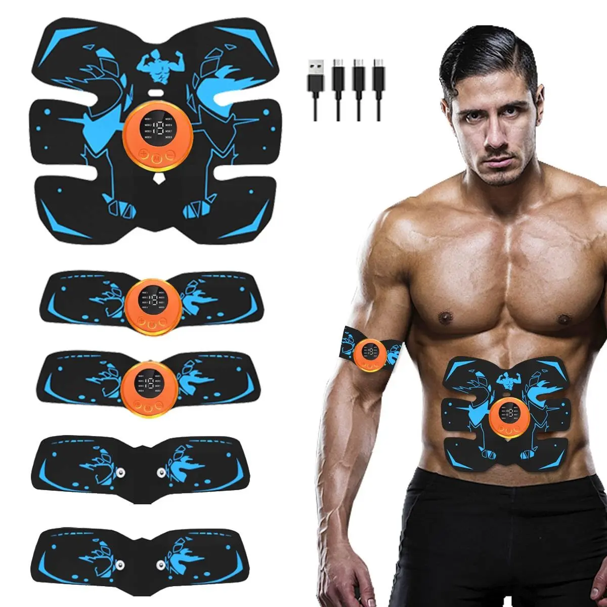 Abs Muscle Electric Stimulation Trainer, Stim Tool, Smart Fitness System for Core Training, Rechargeable Home Use, Suitable for Men and Women