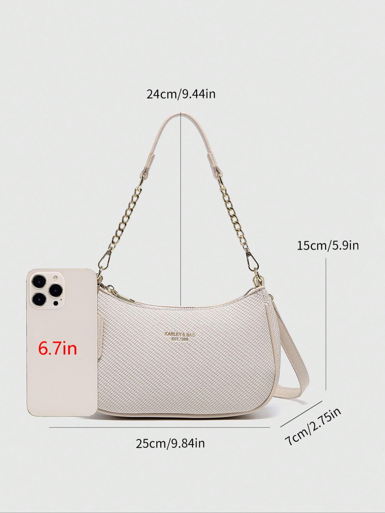 Women's Solid Color Chain Strap Bag, Fashionable Shoulder Bag for Daily Used, Casual Trendy Versatile High-quality Daily Commuting, Girl Fashionable Shopping Convertible Shoulder Bag