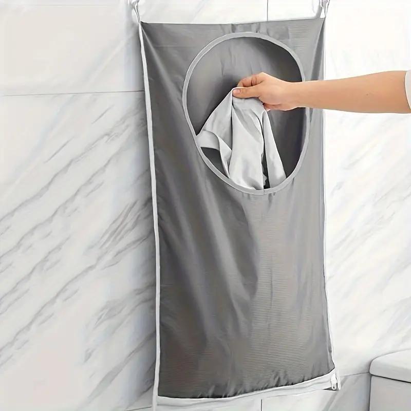 Wall Mounted Laundry Basket, Foldable Bathroom Laundry Basket, Waterproof Laundry Basket, Dirty Clothes Storage Bag, Hanging Laundry Bag, Bathroom Accessories, Storage Supplies