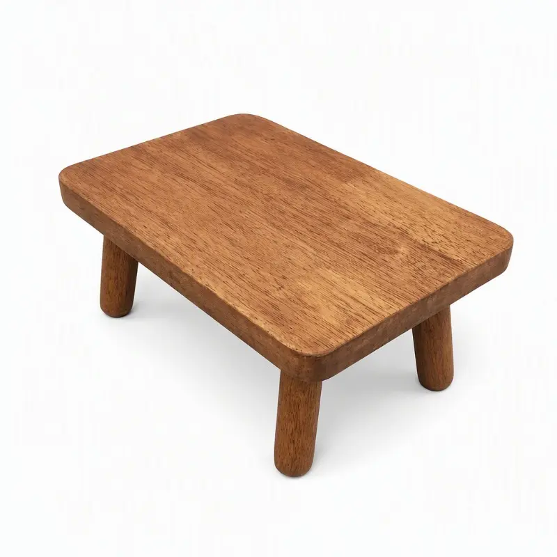 1 Pc Solid Wood Step Stool, Small Wooden Bench, Portable Foot Stool for Entryway Shoe Changing, Bathroom Kitchen Bedroom Seat, Rustic Low Stool