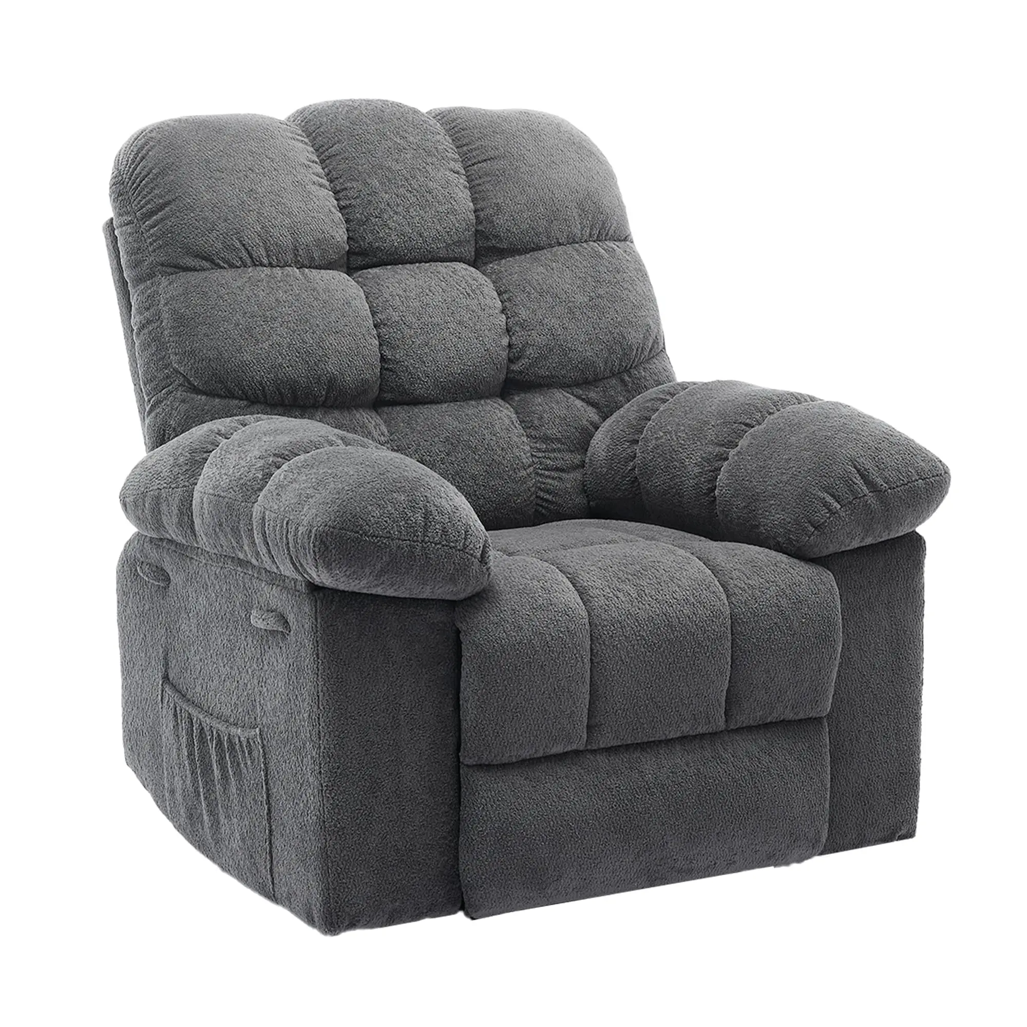 Cloud Like Oversized Recliner Chair Comfy Single Sofa Chair with Built in Phone Stand Side Pocket Q235 Steel Lazy Lounge Chair 300lbs Heavy Duty Adjustable Reclining Armchair Accent Chairs for Living Room WFH Bedroom