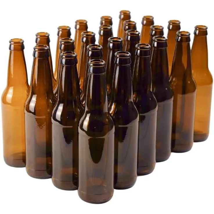 Amber Beer Bottles 12oz (Pack of 24) | Longneck Glass Beer Bottles with Pry-off Crown Finish for Home Brewing Mead, Cider & Kombucha | Durable Brewing Bottle & Bottling Kit