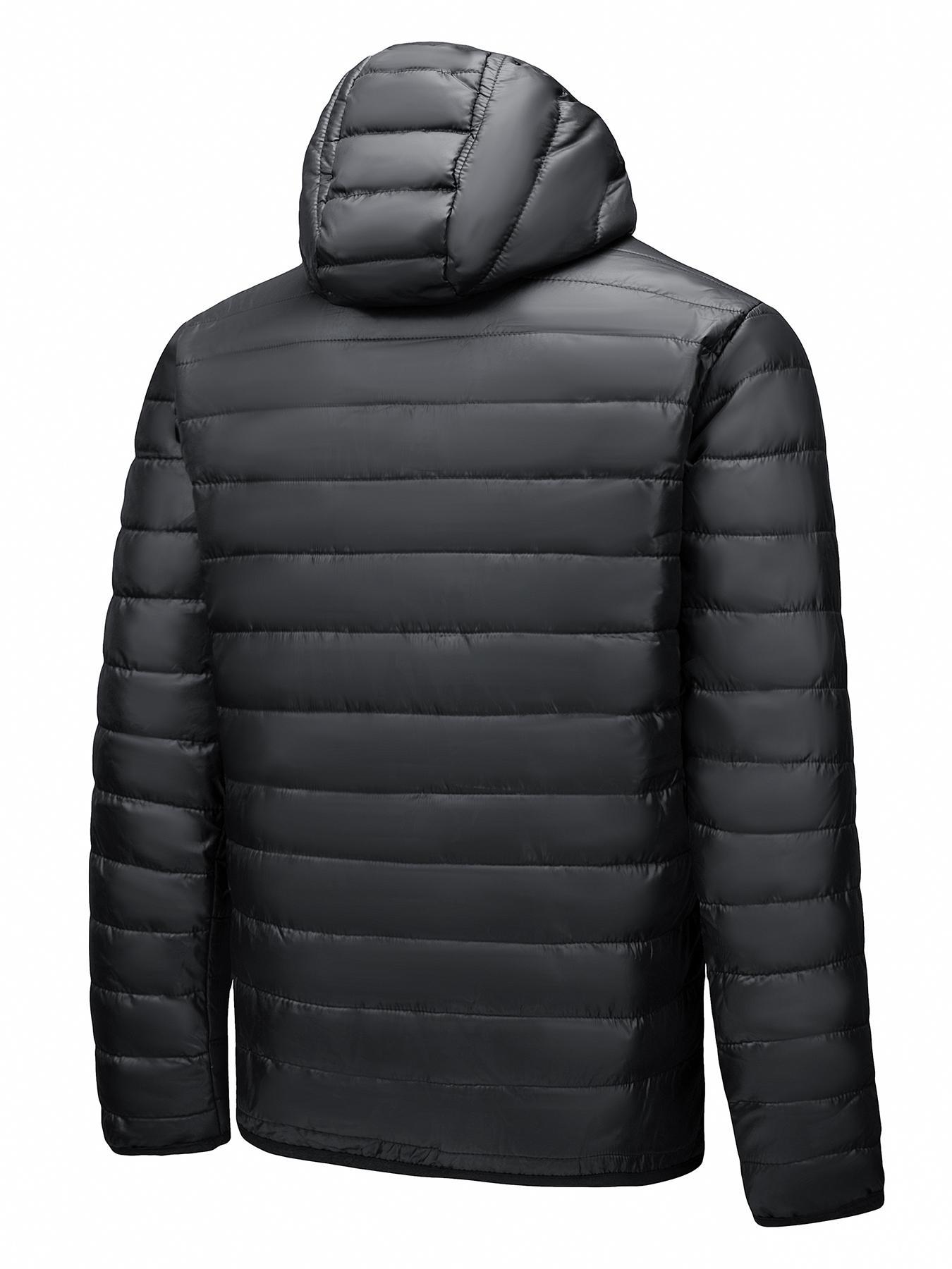 Men's Solid Zip Up Hooded Jacket Coats, Regular Fit Casual Long Sleeve Pocket Hooded Outerwear for Fall & Winter, Men's Clothes for Daily Wear