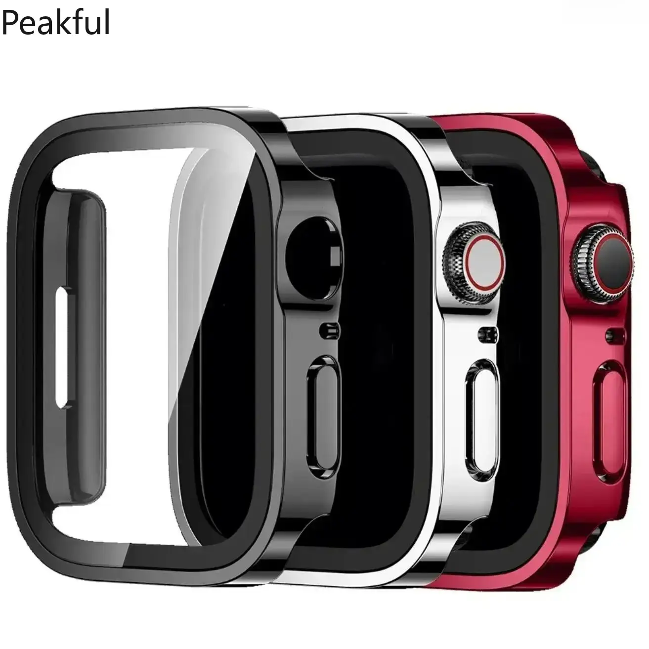 3-Pack Slim Fit Hard Case for Apple Watch 38mm-49mm, Ultra-Thin PC Bumper with HD Tempered Glass Screen Protector, Full Coverage Scratch-Resistant Cover for iWatch Series 11/10/9/8/7/SE/Ultra