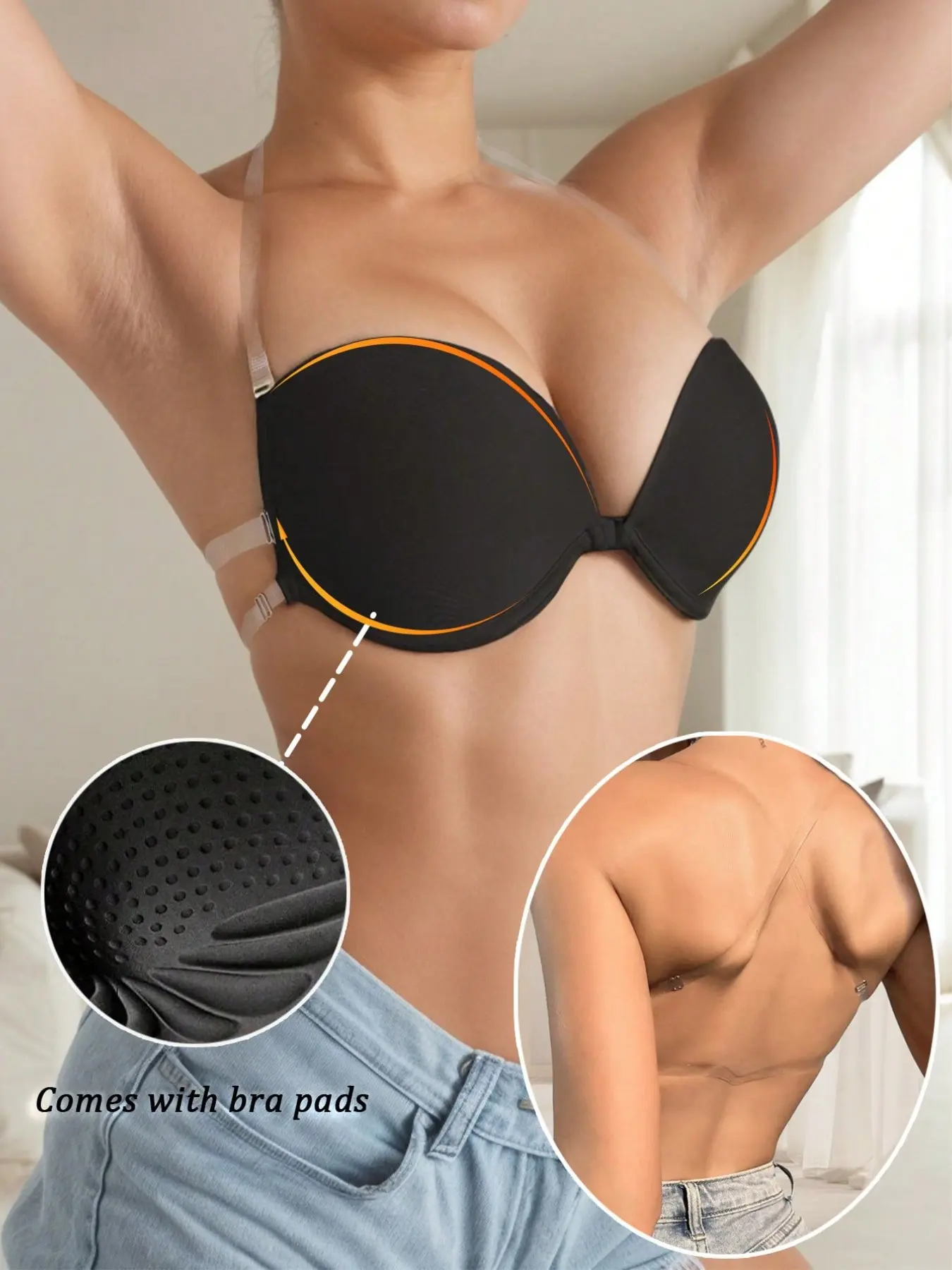 Invisible Shoulder Strap Wireleas Bra Push Up Sexy Strapless Bras For Women Underwear Summer Backless Bra With Medium Support Bralettes For Women