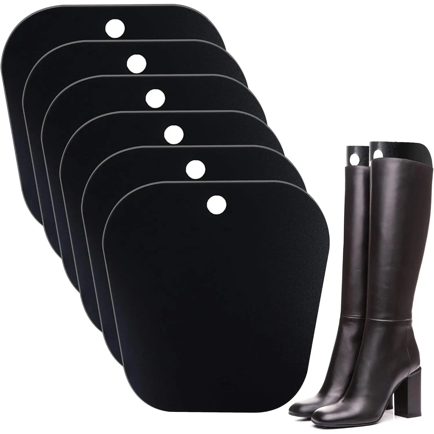 Men's Tall Fit Black Supportive Footwear Boot Inserts - 6-Pack (3 Pairs) Reusable Boot Shapers, Prevents Bend and Creasing