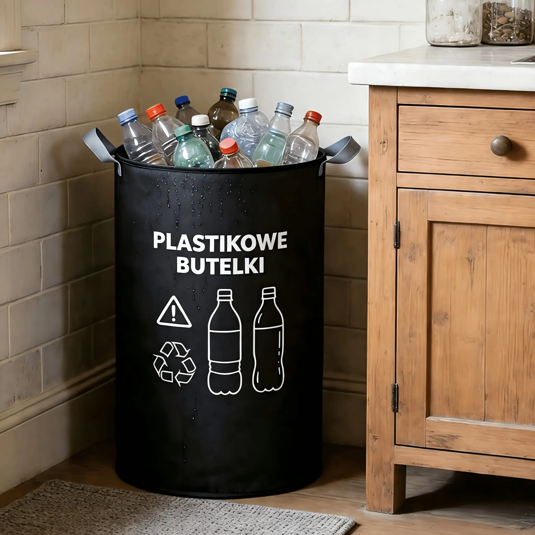 1/2pcs Foldable Indoor Recycling Bin, Large Capacity Plastic Bottle Storage Basket, Oxford Cloth Folding Container, Summer Beverage Bottle Organizer