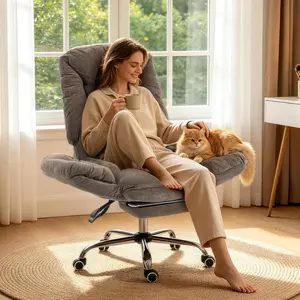 Criss Cross Ergonomic Office Chair with Footrest, Big and Tall Executive Office Chair with 3-Level Adjustable Armrests High Back Adjustable Gaming Chair with Wheels for Home Office, Coffee