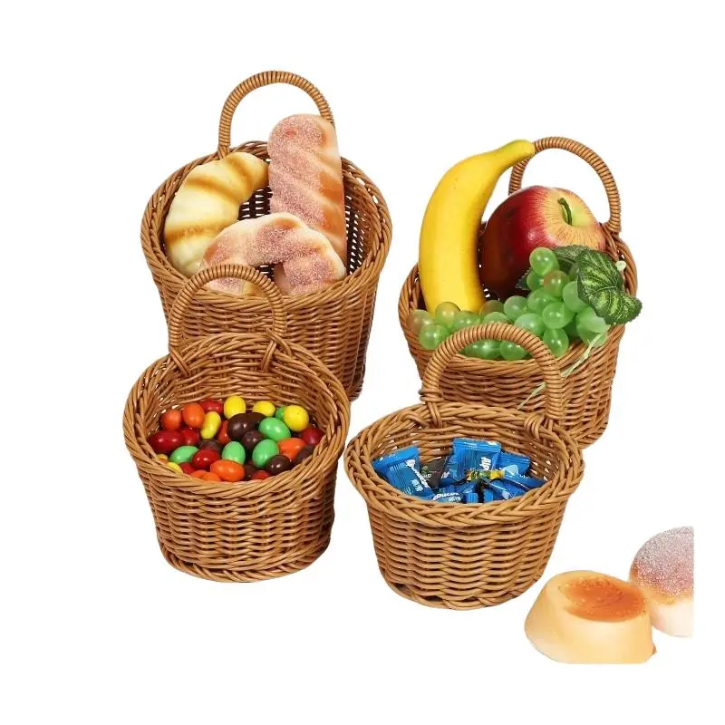 Imitation Rattan Food Basket Creative Vegetable Bucket Salad Plate Tableware
