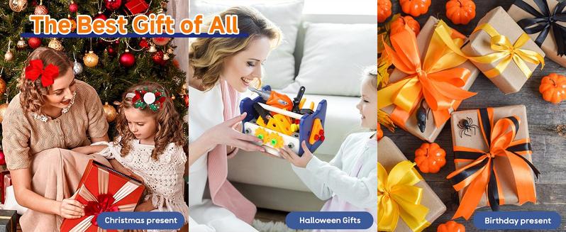 Kids Tool Set - Toddler Tool Kit with Drill, Includes Construction Toys for Boys & Girls Ages 3-6, Ideal for Christmas and Birthday Gifts