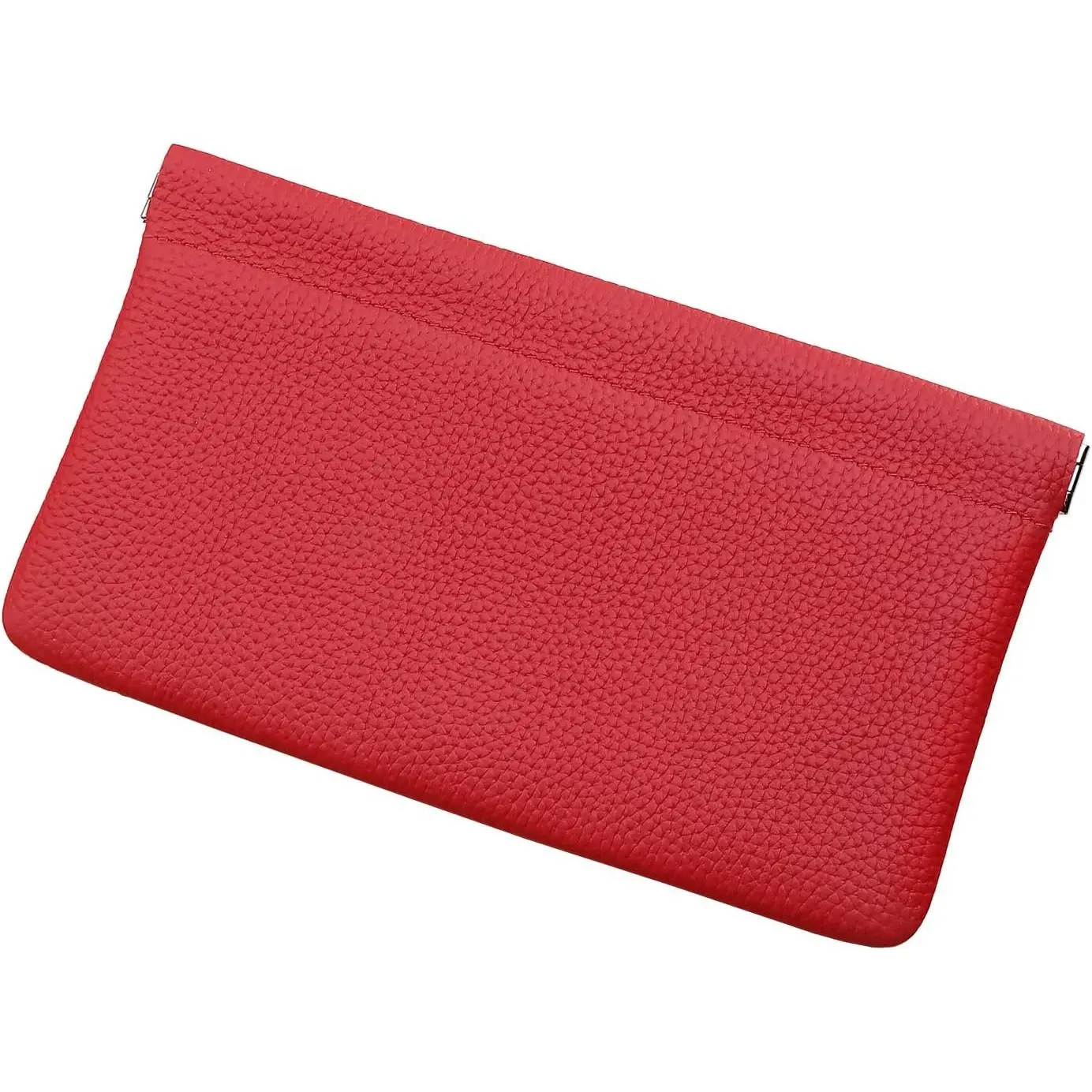 Genuine Leather Pocket Bag  Purse,Coin Purse Lipstick Phone Cosmetic Accessories Travel Pouch  Storage Waterproof Portable No Zipper Self-closing Wallet Women (Red)