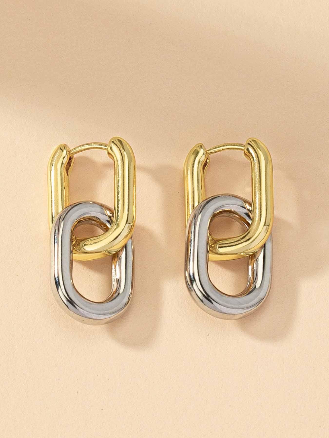Simple Double Hoop Design Dangle Earrings, Non Tarnish Jewelry, Fashionable Jewelry for Women, Trendy All-match & Exquisite Jewelry for Birthday Gift, Gifts for Her, Dainty Fashion Jewelry, High Quality Earrings