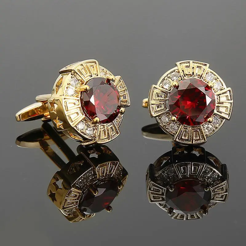 British Style Cufflinks Luxury Zircon Sleeve Studs Mens Shirts Cufflinks Premium French Cuff Links Crystal Copper Cuff Buttons