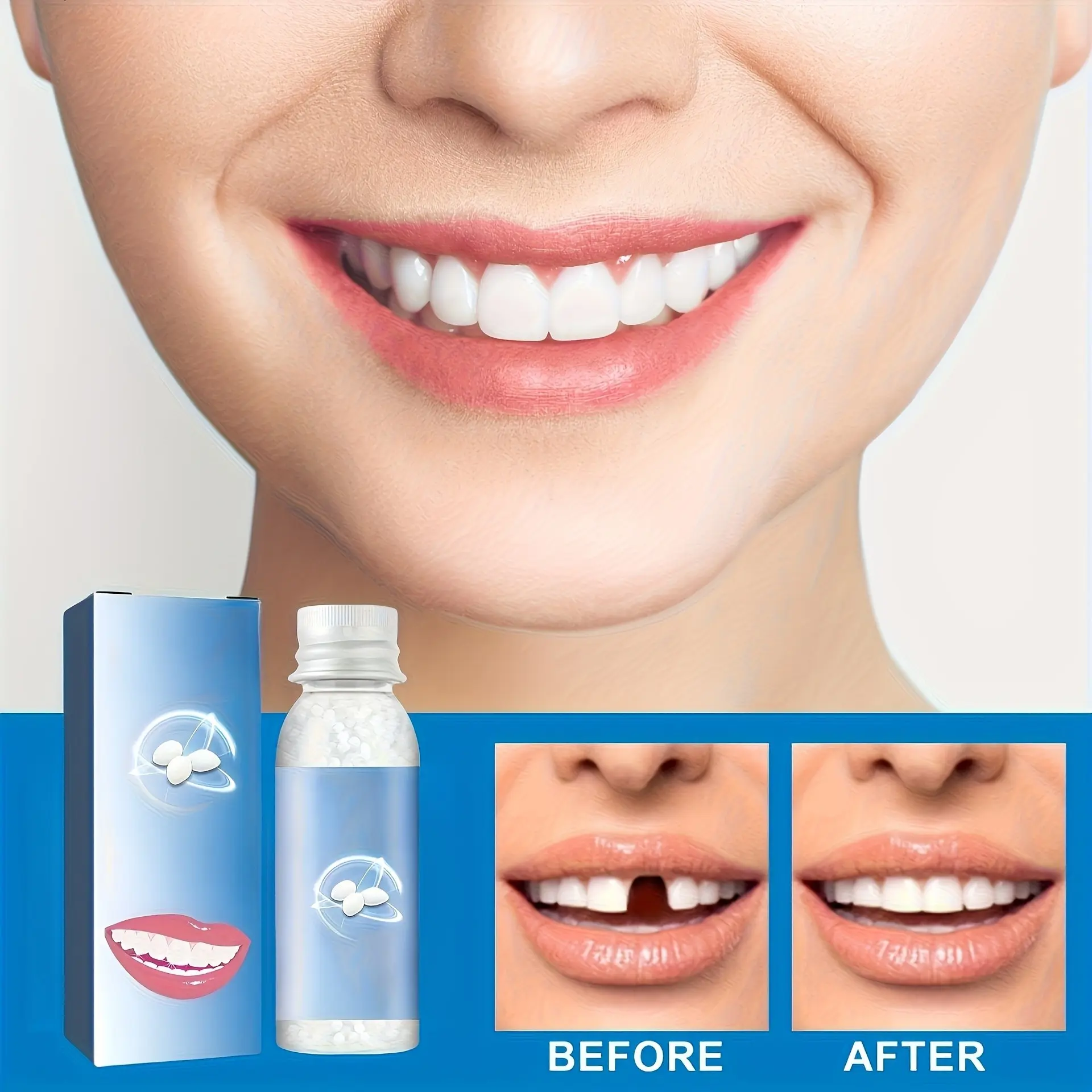 3pcs/2pcs Moldable Dentures Easy To Use, Reusable, Unisex Ideal For Role-playing, Temporary Dentures Non-toxic And Safe, Perfect Gift Great Present For Halloween/Christmas