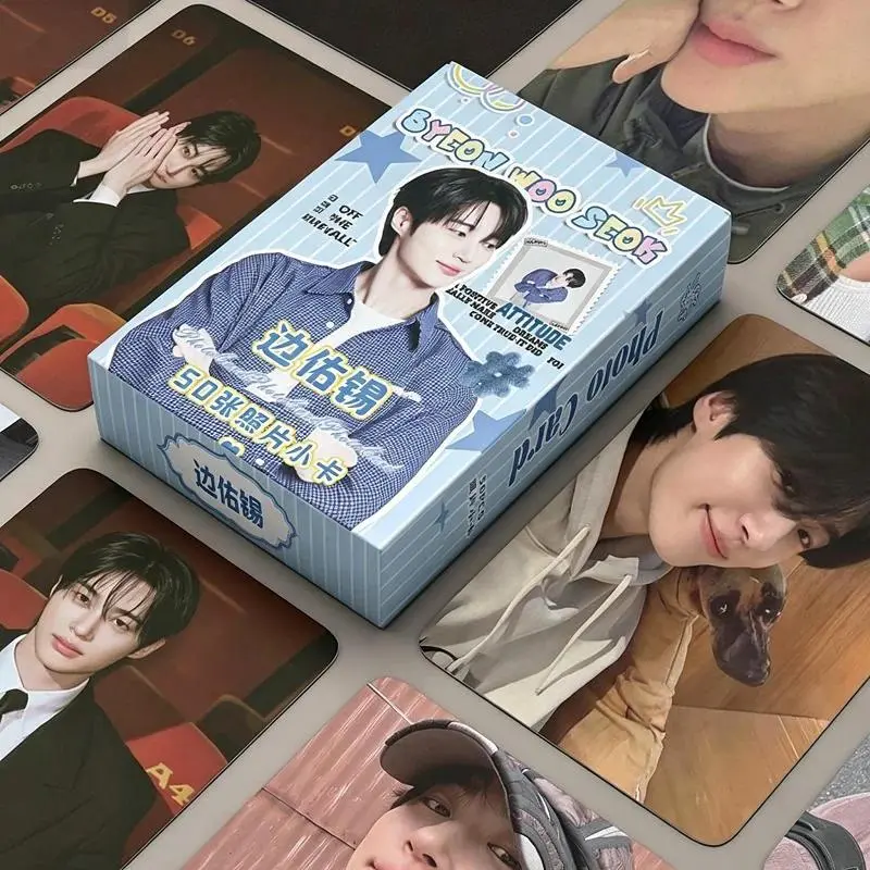 50PCS Byeon Wooseok Korean Star Holographic Photo Cards Set - Drama Loverly Runner Laser Lomo Card Cosplay Gift